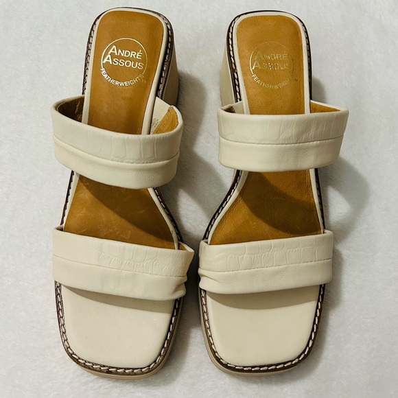 Andre Assous Shoes - Andre Assous Layla Featherweights Slip On Strappy Platform Sandals In Creme NWOB